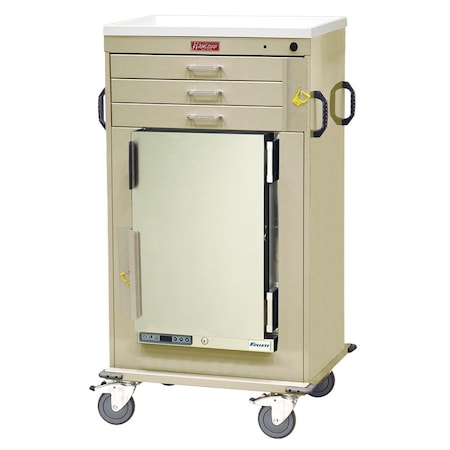 Harloff MH Cart with 1.8 Cubic Feet Medical Grade Refrigerator, Three Drawers, Breakaway Lock MH4300B